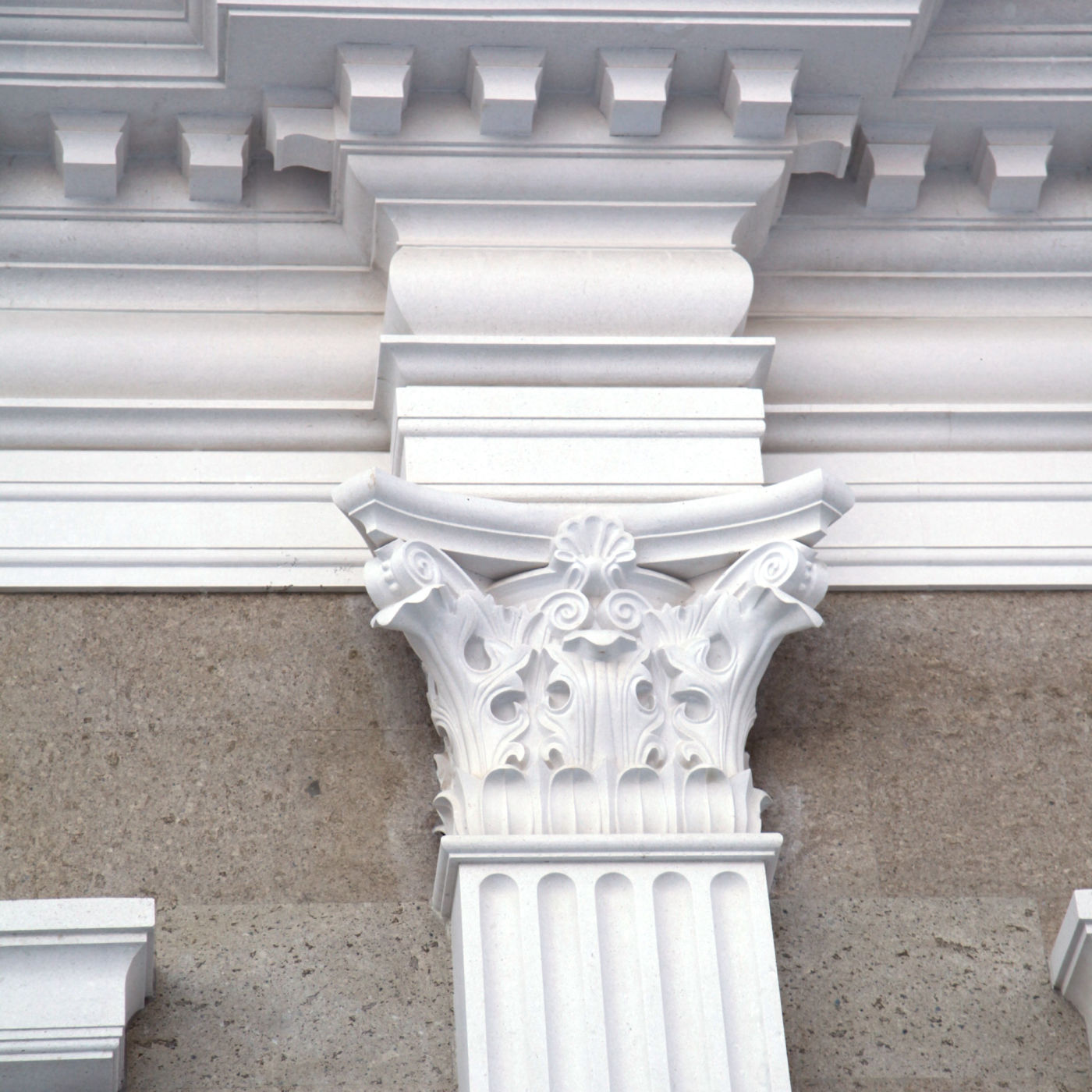 Pilasters carved from natural stone.